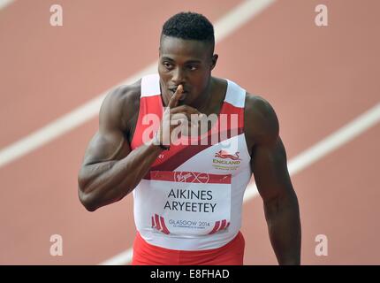 Harry Aikines-Aryeetey (ITA) nella mens 100m semi-finale. Atletica - Hampden Park - Glasgow - REGNO UNITO - 28/07/2014 - Commonwealth Ga Foto Stock