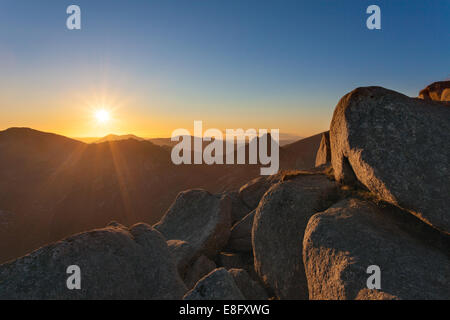 Sunset over Cir Mhor da capra cadde Mountain Isle of Arran, Scotland, Regno Unito Foto Stock