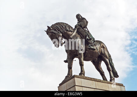 Praga, Repubblica Ceca - 8 Settembre 2014: la statua equestre di Jan Zizka al Museo Nazionale Ceco in Vitkov, Praga. Questo sta Foto Stock