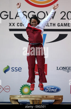 Medal Cermony. Zoe Smith (ITA) vince la medaglia d'oro. Sollevamento pesi - Womens 58kg GRUPPO A - SECC - Glasgow, Scozia - 260714 Foto Stock