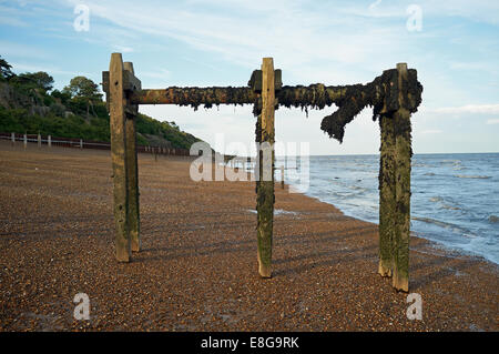 In disuso liquame crudo tubo di scarico, Bawdsey traghetto, Suffolk, Regno Unito. Foto Stock