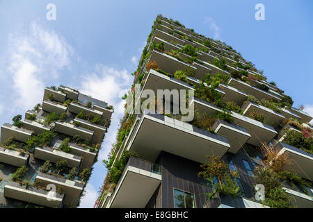 Bosco Verticale edifici situati nella zona di Porta Nuova complessa, Milano, Italia Foto Stock