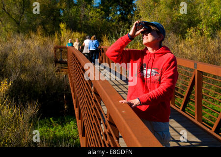 Il sentiero ponte sul fiume Cosumnes preservare, California Foto Stock