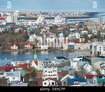 Alloggiamento nella città capitale di Reykjavik, Islanda. Foto Stock