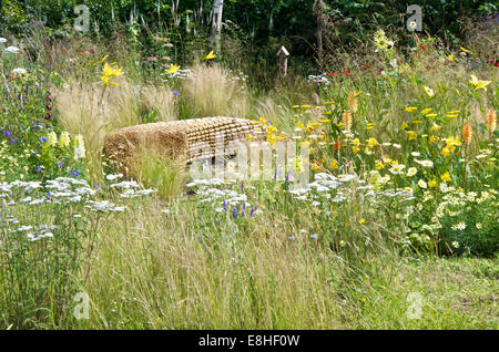 L'area con posti a sedere in Jordan Wildlife giardino alla RHS Hampton Court Palace Flower Show 2014 Foto Stock