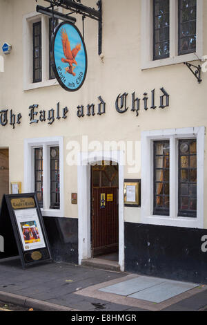 L'Aquila e il Bambino Pub dove CS Lewis, JRR Tolkein e altri noti come Inklings sarebbero in grado di soddisfare, Oxford, Oxfordshire, Inghilterra Foto Stock