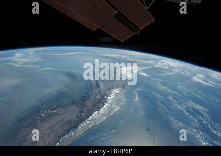 Questa immagine da Expedition 35 a bordo della Stazione Spaziale Internazionale mostra una vista panoramica di Honduras e Yucatan Peninsul Foto Stock