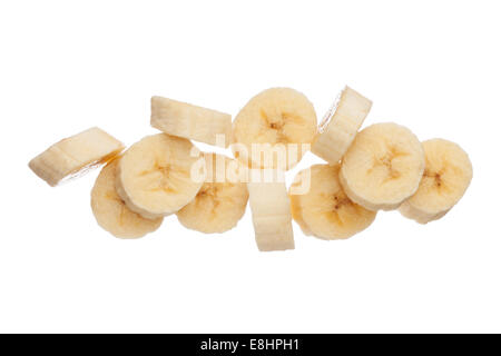 Fette di Banana isolato su sfondo bianco, close up Foto Stock