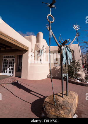 Illustrazione fuori Worrell Gallery, centro di Santa Fe, New Mexico. Foto Stock