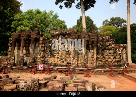 Elephant terrazza a Angkor Thom, il tempio di Angkor Wat, Cambogia Foto Stock