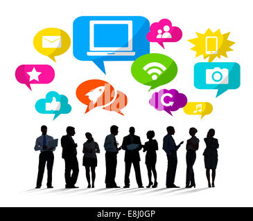 Sagome di gente di affari Social Media Foto Stock
