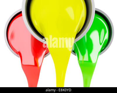 Immagine di colori barattoli di vernice su sfondo bianco Foto Stock