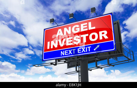 Angel Investor iscrizione sul tabellone rosso. Foto Stock