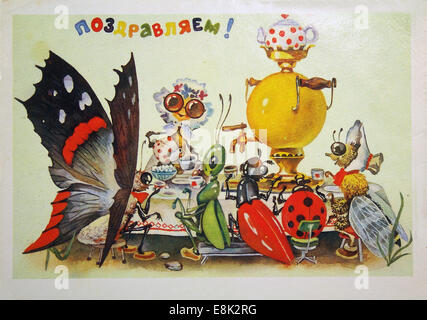 Cartolina realizzata in URSS mostra biglietto di auguri. 1 dicembre, 2009. Urss 1989 © Igor Golovniov/ZUMA filo/ZUMAPRESS.com/Alamy Live News Foto Stock