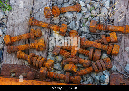 Rusty i dadi e bulloni. Foto Stock