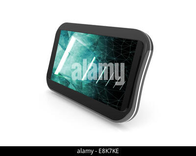 Nuovo nero brillante display digitale isolato su sfondo bianco con immagine astratta Foto Stock