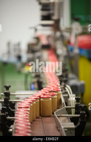 Burro di arachidi la fabbricazione di impianti di produzione in linea di affari di famiglia nella fabbrica di Duerre inceppamenti del magazzino Wythenshawe, Manchester, Inghilterra, Regno Unito. Foto Stock