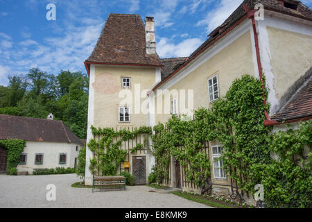 Cortile, Burg Clam castle Klam, Austria superiore, Austria Foto Stock