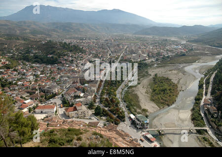 Viste di Berat in Albania meridionale, sito del Patrimonio Mondiale Foto Stock