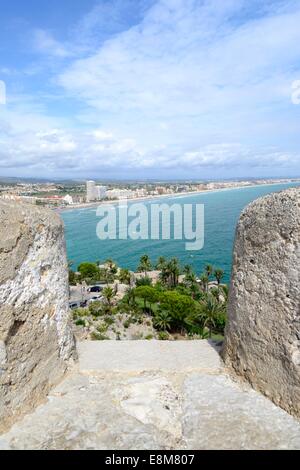 Peniscola spiaggia e la città, Spagna, Espana Foto Stock