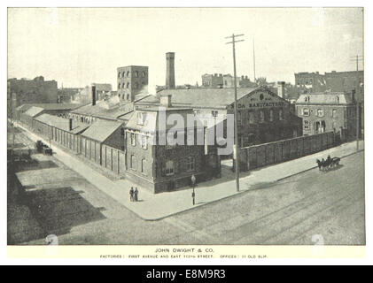 Questa illustrazione del 1893 tratta dalla pubblicazione di King's NYC presenta John Dwight & Co., che mostra una prima rappresentazione della posizione e delle operazioni dell'azienda a New York City. Foto Stock