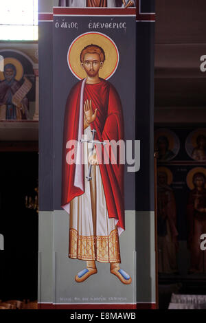 Halkidha Eubea Grecia chiesa di Santa Marina la pittura di Saint Eleftherios Foto Stock