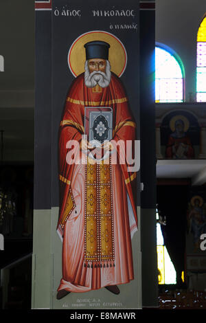 Halkidha Eubea Grecia chiesa di Santa Marina la pittura di San Nicola di Plana Foto Stock