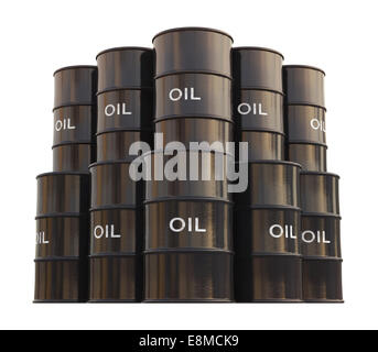 Barile di petrolio su sfondo bianco con percorso di clipping. Foto Stock
