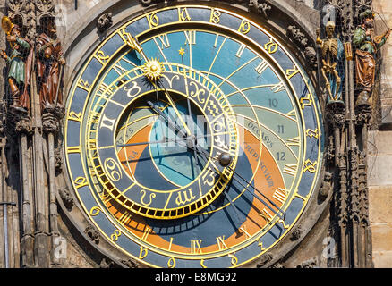 Orologio astronomico sul municipio di Praga Foto Stock