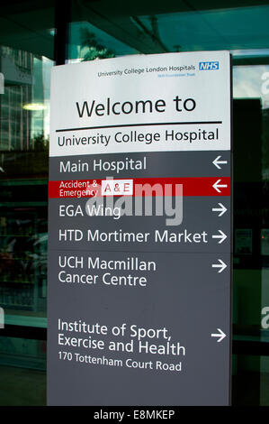 University College Hospital segno, London, Regno Unito Foto Stock