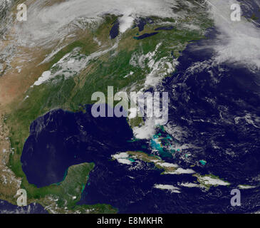 Maggio 20, 2013 - vista satellitare del sistema di tempesta che ha generato la F4 tornado in Moore, Oklahoma. La linea dei temporali th Foto Stock