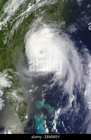 3 luglio 2014 - vista satellitare di uragano Arthur al largo della costa della Carolina del Nord. Foto Stock