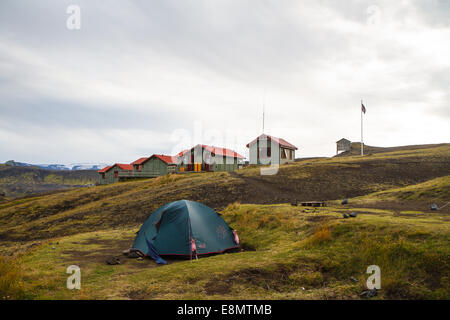 Emstrur Botnar capanne sul sentiero escursionistico "laugavegur' in Islanda Foto Stock