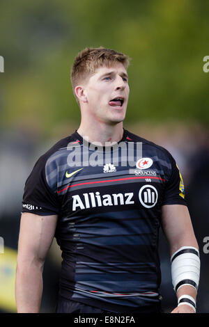 Londra, Regno Unito. Undicesimo oct, 2014. Aviva Premiership. Saraceni versus Gloucester Rugby. Saraceni winger David Strettle Credito: Azione Sport Plus/Alamy Live News Foto Stock