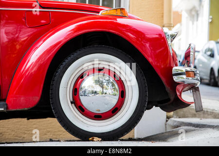 Vintage classico vecchio VW Beatle auto vista laterale vista dettagliata Foto Stock