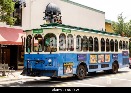 West Palm Beach Florida, Clematis Street, WPB Downtown Trolley, Green Line, FL140524030 Foto Stock