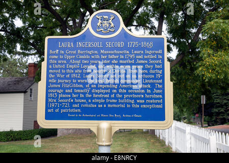 Homestead di Laura Secod Ingersoll o Laura Secord eroe di guerra del 1812 Foto Stock