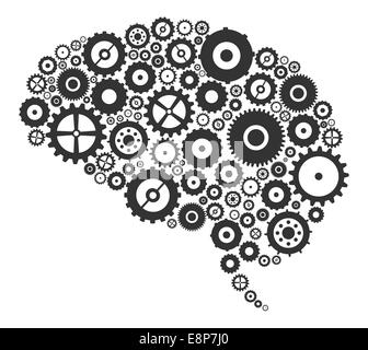Cervello sezione fatta di ruote dentate e ingranaggi Foto Stock