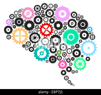 Cervello sezione fatta di ruote dentate e ingranaggi Foto Stock
