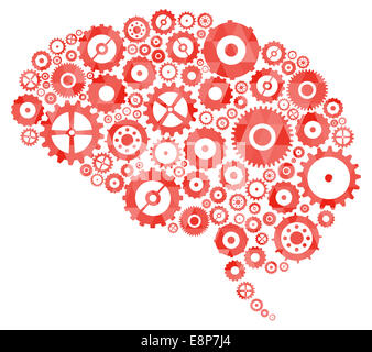 Cervello sezione fatta di ruote dentate e ingranaggi Foto Stock