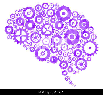 Cervello sezione fatta di ruote dentate e ingranaggi Foto Stock