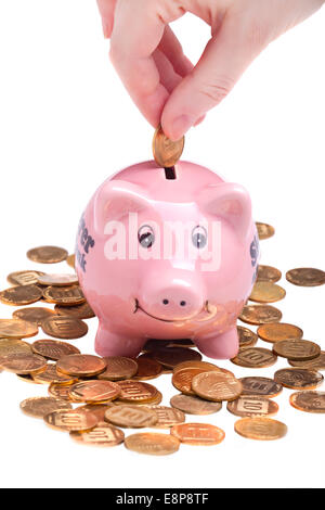 Salvataggio di monete in pig-denaro sagomato-box Foto Stock