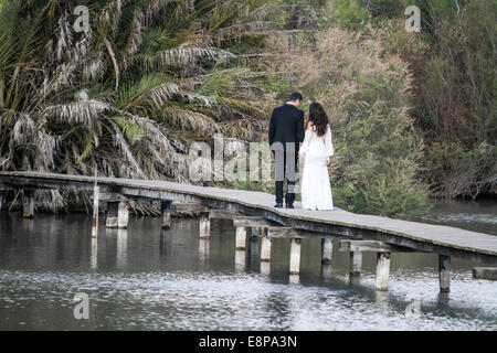 Israele, Distretto Settentrionale Ein Afek Riserva naturale sul fiume Naaman. Sposa e lo Sposo che viene fotografata Foto Stock