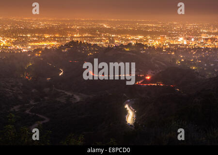 Vista della zona di Los Angeles dal Griffith Park,di Los Angeles, California, Stati Uniti d'America Foto Stock