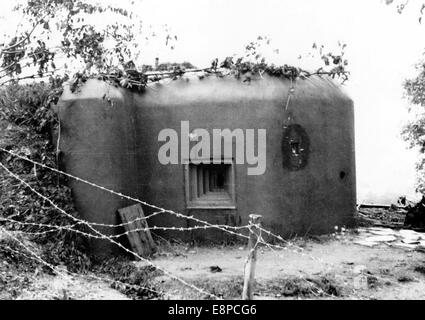 Il quadro della propaganda nazista mostra posizioni difensive ceche e bunker dopo che l'accordo di Monaco ha permesso l'integrazione del Sudetenland nel Reich tedesco nell'ottobre 1938. Fotoarchiv für Zeitgeschichtee - NESSUN SERVIZIO DI CABLAGGIO Foto Stock