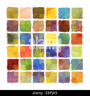 Vernice colorata sfondo quadrato su carta acquerello Foto Stock