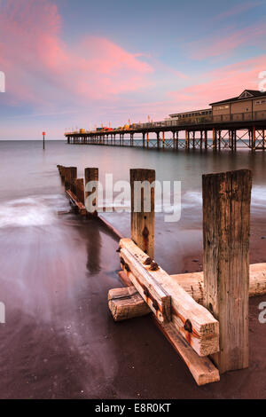 Teignmouth Pier catturati al tramonto. Foto Stock