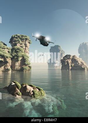 Volando attraverso il mare di pile Foto Stock