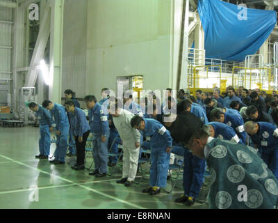 Il H-IIA n. 23 a razzo che porterà il GPM Osservatorio Core nello spazio sono arrivati a Tanegashima Space Center il 20 gennaio 2014 Foto Stock