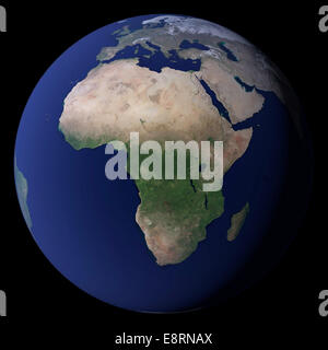 L'immagine in marmo blu del 2005 fornisce una visione completa della Terra dallo spazio, illustrando caratteristiche planetarie, sistemi ambientali e osservazioni globali dall'Osservatorio della Terra della NASA. Foto Stock